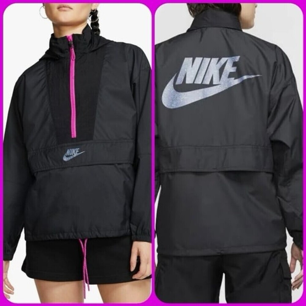 Nike $105 Black Packable Sportswear Icon Clash Jacket